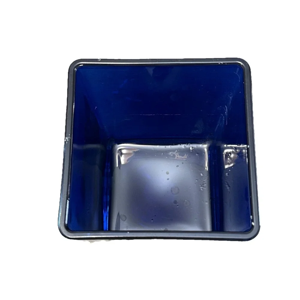 Teleflora Cobalt Blue Square Glass Vase Made in Poland Floral Gift Vase Vintage‎